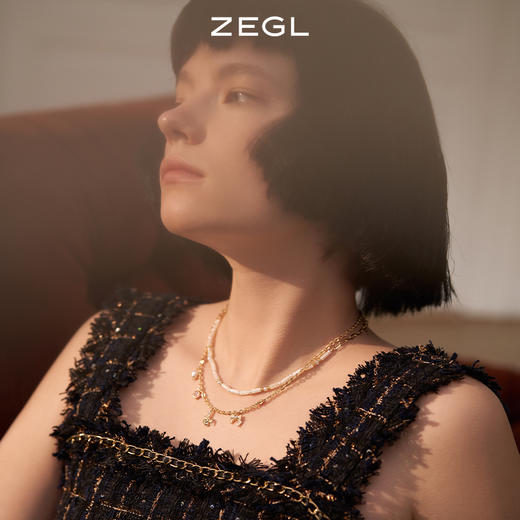 ZEGL设计师本命兔年系列法式兔珍珠叠戴项链女轻奢小众双层锁骨链 商品图1
