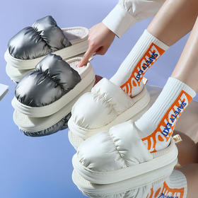 【超RUA的猫肚皮绒感！国潮防水棉拖】中底能量反馈科技，就像脚底多了只猫！能外穿的保暖棉拖鞋，防水羽绒布，毛绒保暖防滑，室内居家包头拖鞋月子鞋子