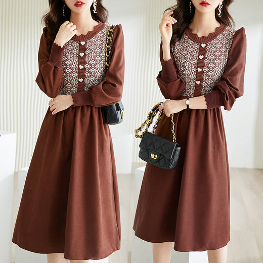 新款针织打底连衣裙，复古气质百搭裙子HR-BX2100 商品图3