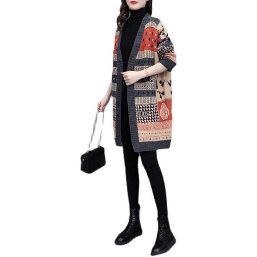 NYL3069 针织开衫外套女2022秋冬新款时尚洋气毛衣宽松胖mm减龄显瘦中长款 商品图4