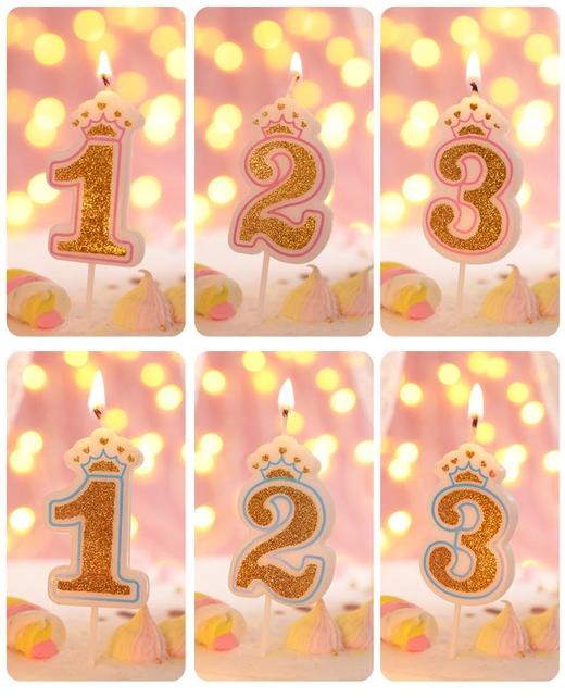 儿童彩色皇冠数字蜡烛 商品图0