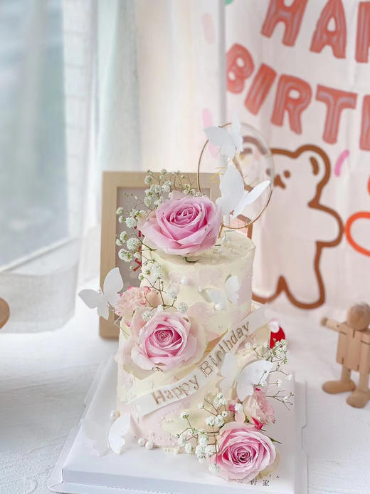 鲜花蝴蝶双层蛋糕 商品图2