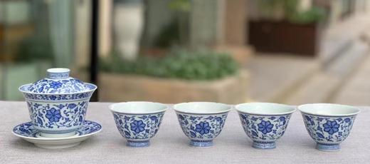 柴窑青花葵口茶具套组 商品图0