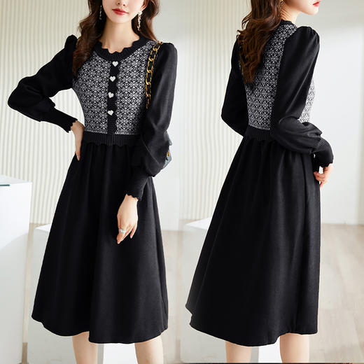 新款针织打底连衣裙，复古气质百搭裙子HR-BX2100 商品图1