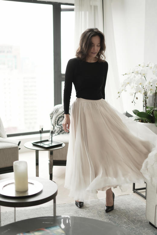 CG｜Rebekah Tulle Skirt [黑 / 白] 商品图5
