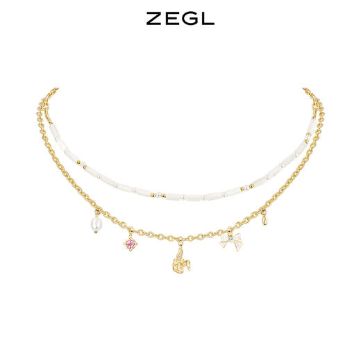 ZEGL设计师本命兔年系列法式兔珍珠叠戴项链女轻奢小众双层锁骨链 商品图3