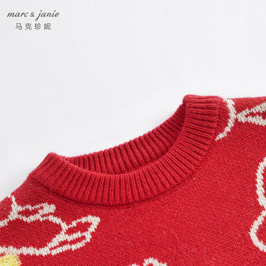 【柔蓝绒】马克珍妮2022秋冬新款 女童小兔子提花套头毛衣221382 商品图2
