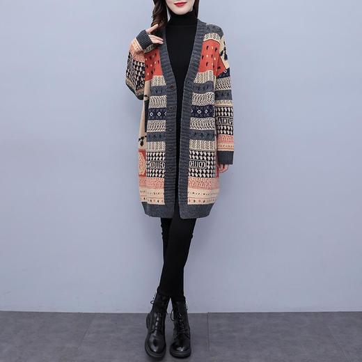 NYL3069 针织开衫外套女2022秋冬新款时尚洋气毛衣宽松胖mm减龄显瘦中长款 商品图0