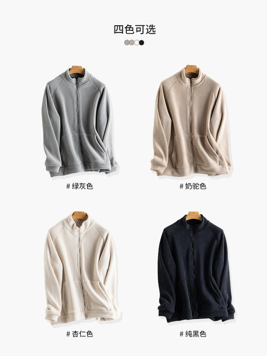 摇粒绒外套羊羔绒女秋冬加绒加厚开衫宽松拉链立领绒衫上衣卫衣 商品图6