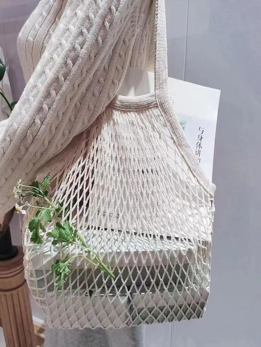 有机棉背提网包(白色) 购物网兜 兜身38*35/提手25cm 亲肤柔和 不刺激 0%染色 素道敦煌天然有机彩棉织造 舒适安全健康 商品图2