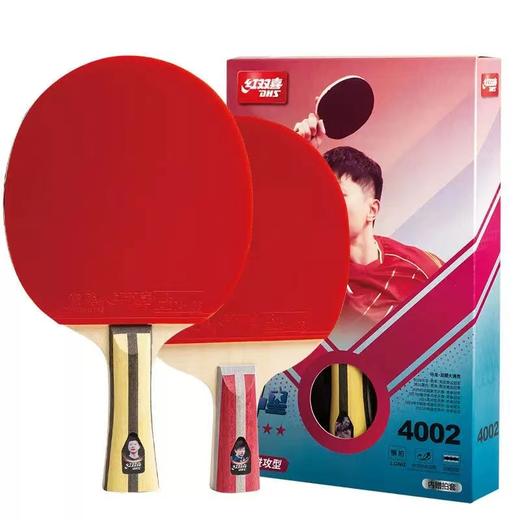 DHS红双喜新四星4星成品乒乓球拍1只单拍横拍长柄4002直拍短柄4006双面反胶学生儿童初学者 商品图0