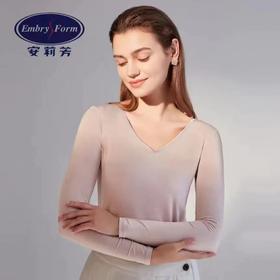 安莉芳薄款V领长袖打底秋衣舒适修身美体暖衣上装ED00234