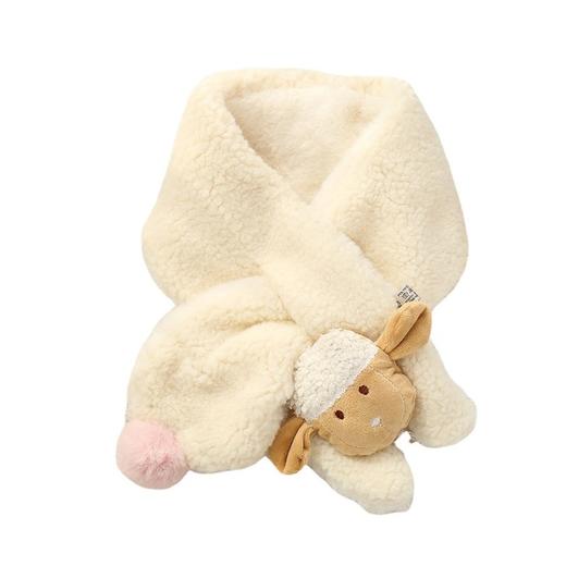 【颜色多选！卡通儿童保暖围巾】冬季保暖可爱爬爬羊儿童围巾，糖果色羊绒双球男童女童宝宝围脖 商品图4