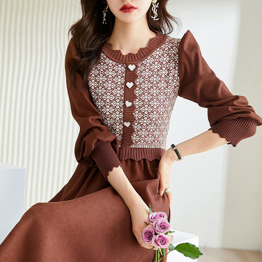 新款针织打底连衣裙，复古气质百搭裙子HR-BX2100 商品图5