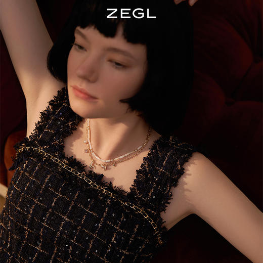ZEGL设计师本命兔年系列法式兔珍珠叠戴项链女轻奢小众双层锁骨链 商品图4