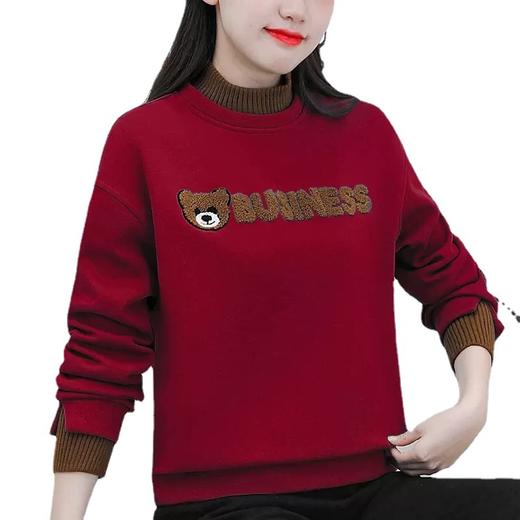 小熊刺绣洋气减龄，加绒长袖半高领卫衣ZQ-1155-2208 商品图4