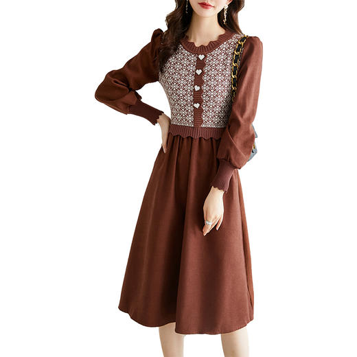 新款针织打底连衣裙，复古气质百搭裙子HR-BX2100 商品图4