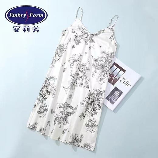 安莉芳印花桑蚕丝棉V领吊带睡裙EL00486女士舒适家居服真丝短裙 商品图0