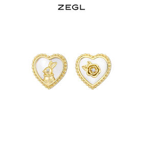 ZEGL设计师本命兔年系列法式兔爱心耳环女复古耳钉银针秋冬耳饰品