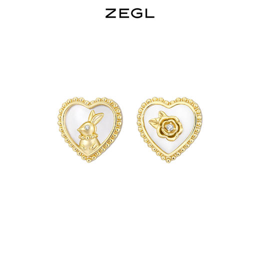 ZEGL设计师本命兔年系列法式兔爱心耳环女复古耳钉银针秋冬耳饰品 商品图0