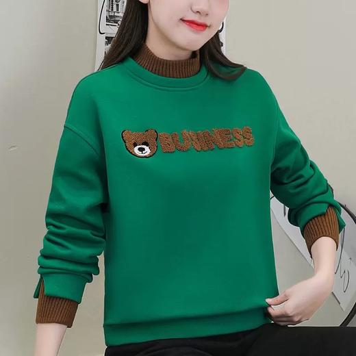 小熊刺绣洋气减龄，加绒长袖半高领卫衣ZQ-1155-2208 商品图1