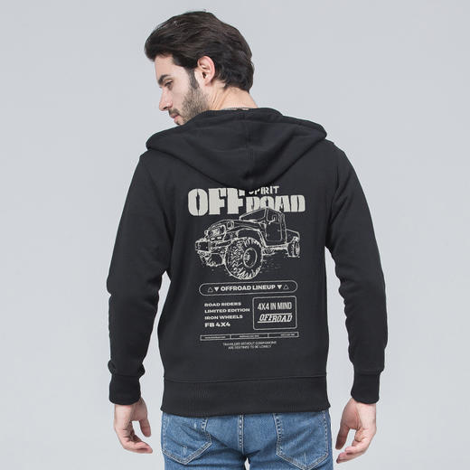 自由基地秋冬新款男女毛圈带帽拉链越野卫衣团队队服个性设计图案 NMT-1909 商品图1