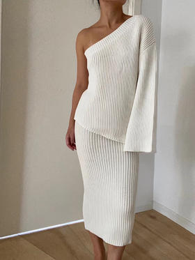 BC｜Chunky knit Skirt [黑 / 白]