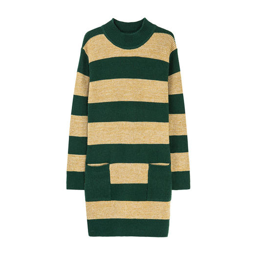 FCSR8828 连衣裙女2022年秋冬新款时尚气质修身条纹中长裙针织长袖毛衣裙子 商品图4