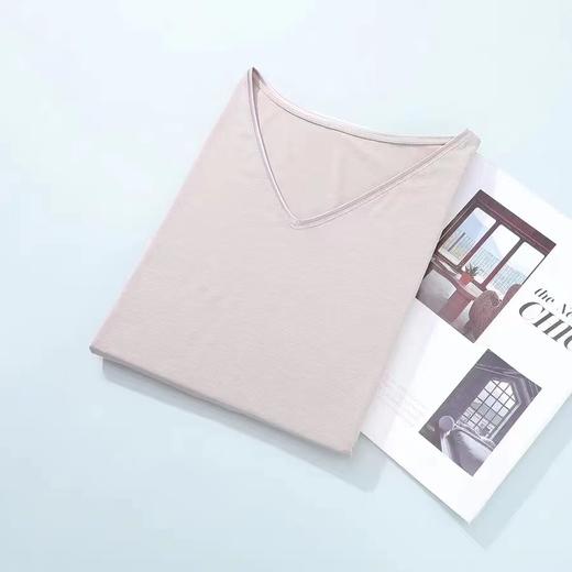 安莉芳薄款V领长袖打底秋衣舒适修身美体暖衣上装ED00234 商品图4