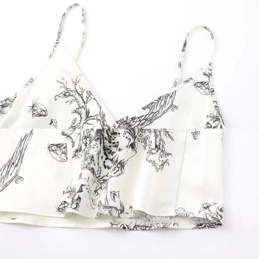 安莉芳印花桑蚕丝棉V领吊带睡裙EL00486女士舒适家居服真丝短裙 商品图3