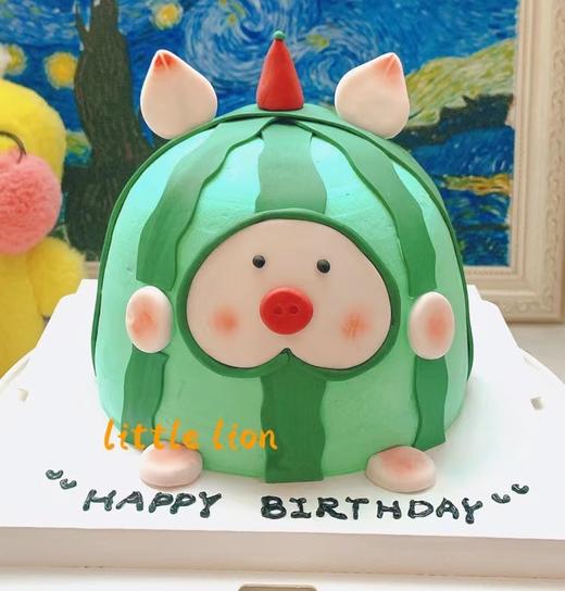 狮子家-西瓜猪造型 生日蛋糕 纪念日蛋糕 聚会 仪式感必备 健康甜品 商品图0