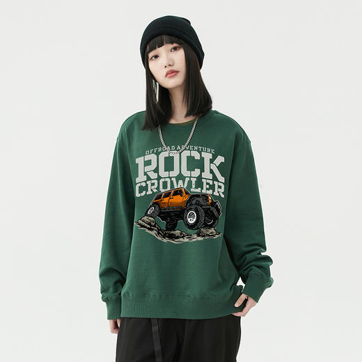 自由基地新款秋冬硬派越野车山系设计图案圆领套头卫衣城市休闲款 NMT-1912 商品图0