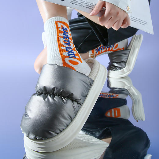 【超RUA的猫肚皮绒感！国潮防水棉拖】中底能量反馈科技，就像脚底多了只猫！能外穿的保暖棉拖鞋，防水羽绒布，毛绒保暖防滑，室内居家包头拖鞋月子鞋子 商品图4