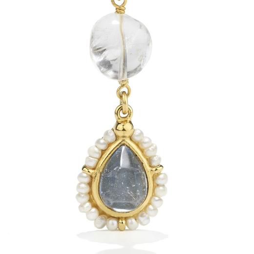 北京仓｜Goossens Paris-Venise-拜占庭 水晶 珍珠 长款耳环（淡蓝与蜜黄色）［法国设计师］ 商品图1