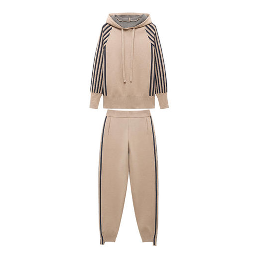 XYFS21-8187新款时尚气质休闲宽松连帽长袖针织卫衣运动裤两件套 商品图4