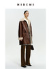 HIDEMI西班牙皮毛一体咖啡色双色双面极简拉链大翻领中长款皮衣大衣 商品缩略图7