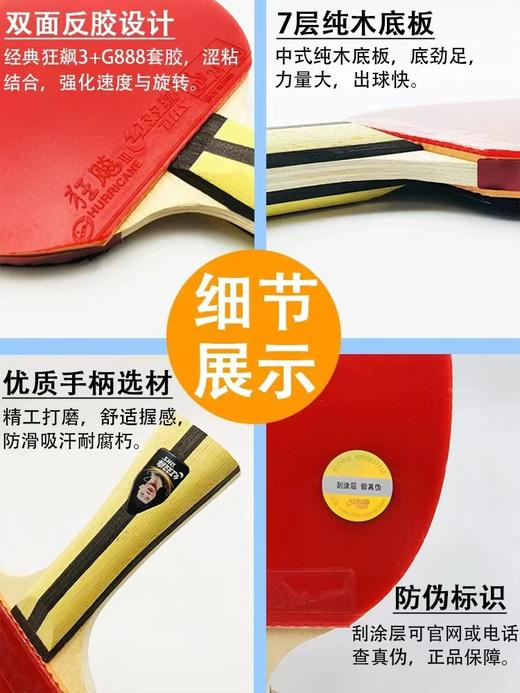 DHS红双喜新四星4星成品乒乓球拍1只单拍横拍长柄4002直拍短柄4006双面反胶学生儿童初学者 商品图4