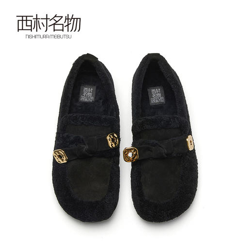 西村名物2022秋季款轻复古加绒毛毛鞋女羊毛皮柔软休闲女鞋37791 商品图3