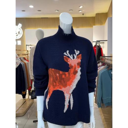 3楼鹿王女士提花高领羊绒衫 商品图0