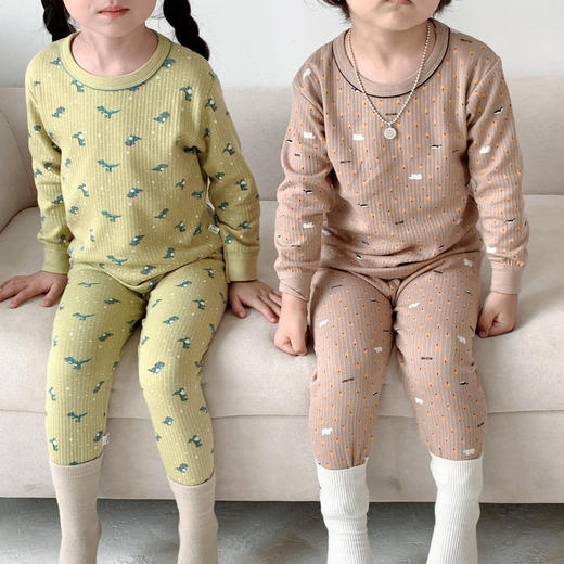 【贴肤舒适 柔软入梦】秋冬新款儿童秋衣秋裤套装男女童花边纯棉睡衣家居服宝宝内衣 商品图1