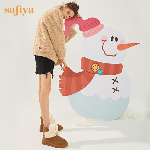 【春节不打烊】Safiya/索菲娅 冬季棉靴甜美毛绒兔耳朵2022冬季新款保暖羊毛雪地靴女 SF2411A092 商品图3