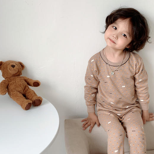 【贴肤舒适 柔软入梦】秋冬新款儿童秋衣秋裤套装男女童花边纯棉睡衣家居服宝宝内衣 商品图3