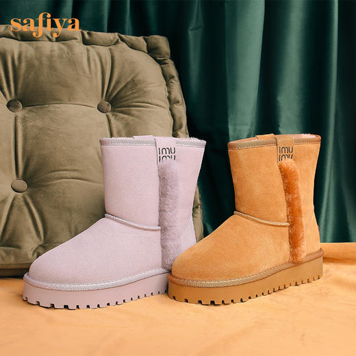 Safiya/索菲娅 雪地靴2022年冬季新款加绒加厚防滑保暖雪地短靴女 SF2411A082 商品图6