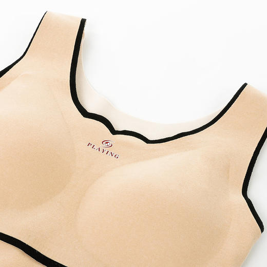 雅黛丽保暖内衣上衣磨毛聚拢带胸垫圆领保暖背心女 商品图2