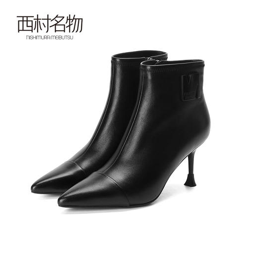 西村名物气质法式小短靴及踝靴尖头细跟2022初冬软羊皮女靴44921 商品图2