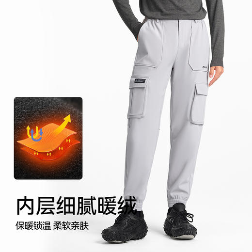 伯希和户外软壳裤男新款防风防寒工装直筒休闲裤抓绒登山保暖长裤 商品图1