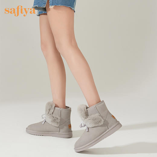 【春节不打烊】Safiya/索菲娅 冬季棉靴甜美毛绒兔耳朵2022冬季新款保暖羊毛雪地靴女 SF2411A092 商品图9