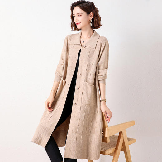 翻领针织开衫薄款大码毛衣外套CC-17-0208 商品图3