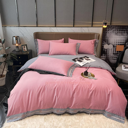 无印良品60s贡缎长绒棉全棉四件套-暖豆沙  床笠款 商品图0