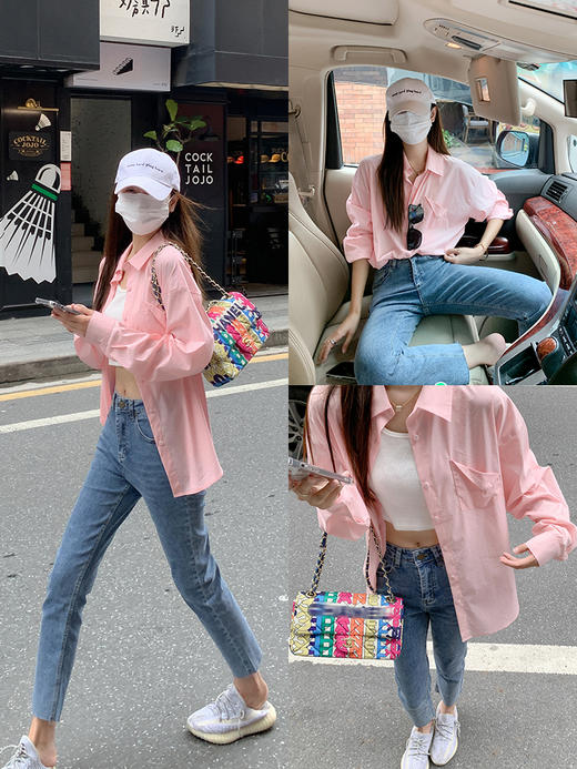 <曾小咸推荐> 简约纯色长袖衬衣宽松百搭日常通勤上衣 商品图3